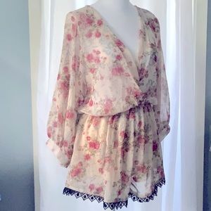 Floral Romper with Lace Detail